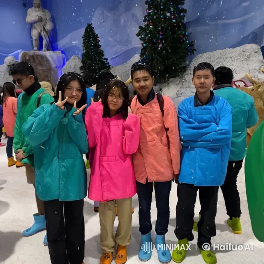 Winter Indoor Kung Fu Demonstration in Colorful Coats – AI Generated Video | Hailuo AI