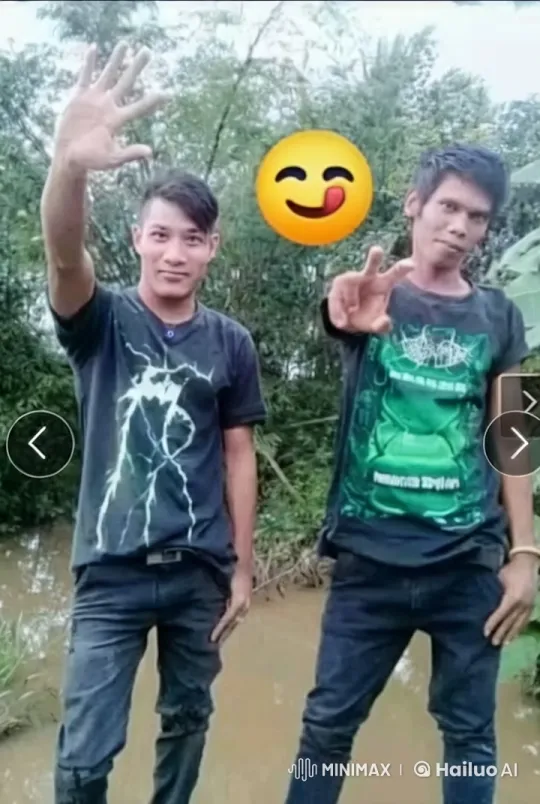Two Friends Enjoying Nature with Peaceful Gestures – AI Generated Video | Hailuo AI