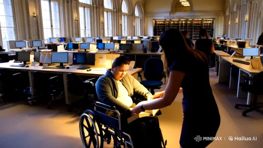 Library's Inclusive Space for Accessibility and Learning – AI Generated Video | Hailuo AI
