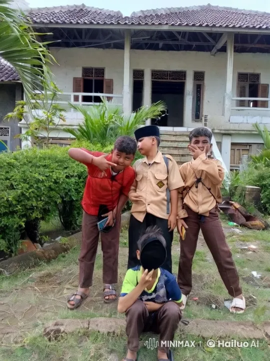 Children Pose Playfully in Schoolyard Setting – AI Generated Video | Hailuo AI