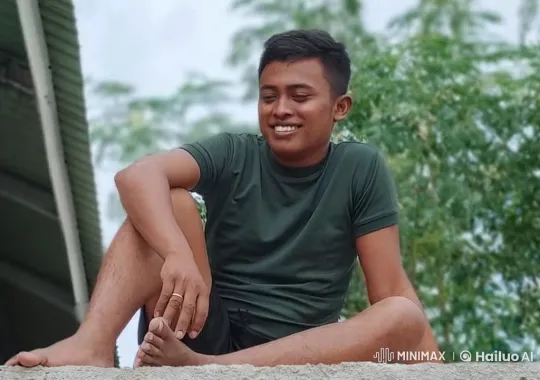 Young Man Enjoying a Seated Dance in Nature – AI Generated Video | Hailuo AI