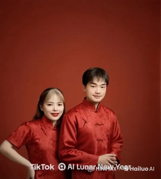 Couple in Traditional Attire Celebrates Lunar New Year – AI Generated Video | Hailuo AI