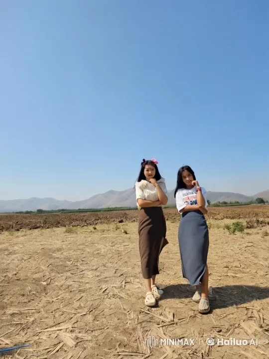 Young Girls Practicing Kungfu in a Mountain Field – AI Generated Video | Hailuo AI