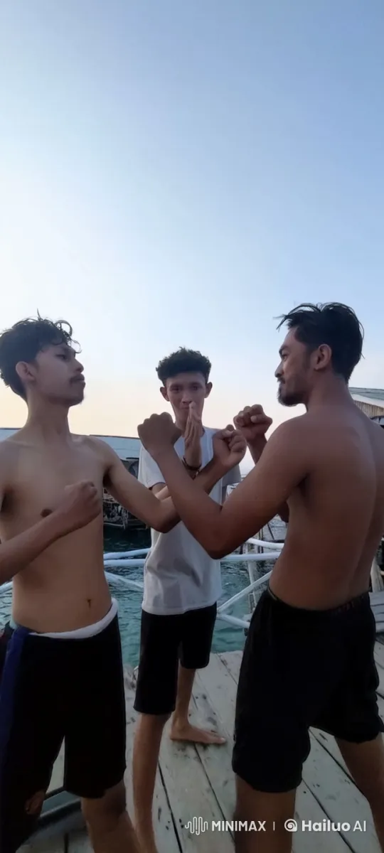 Young Men Spar on Dock in Kung Fu-UFC Style – AI Generated Video | Hailuo AI