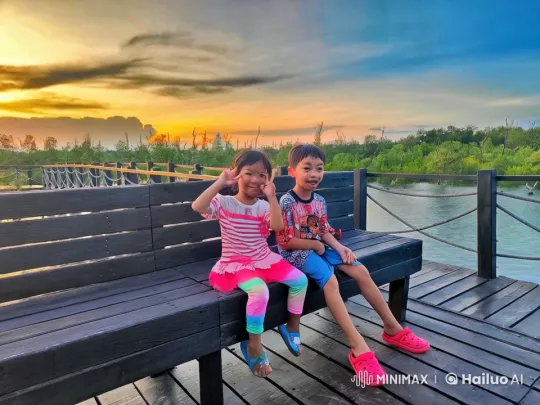 Children Play Fight in Serene Sunset Setting – AI Generated Video | Hailuo AI