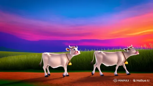 Indian Cow and Sunset: A Serene Journey Home – AI Generated Video | Hailuo AI