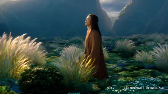 Solitary Figure Amidst Serene Verdant Landscape – AI Generated Video | Hailuo AI