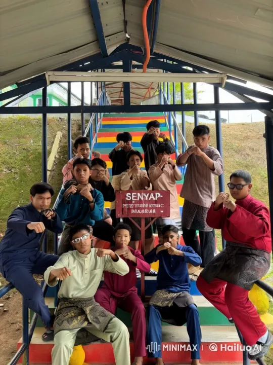Malay Students Perform Kung Fu on Colorful Staircase – AI Generated Video | Hailuo AI
