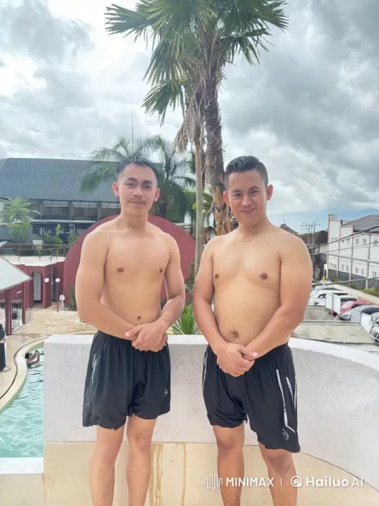 Two Men Practice Impressive Kung Fu Skills at Poolside – AI Generated Video | Hailuo AI