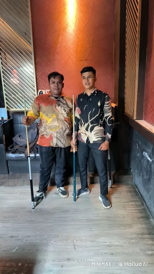 Two Men Prepare for a Competitive Pool Game – AI Generated Video | Hailuo AI