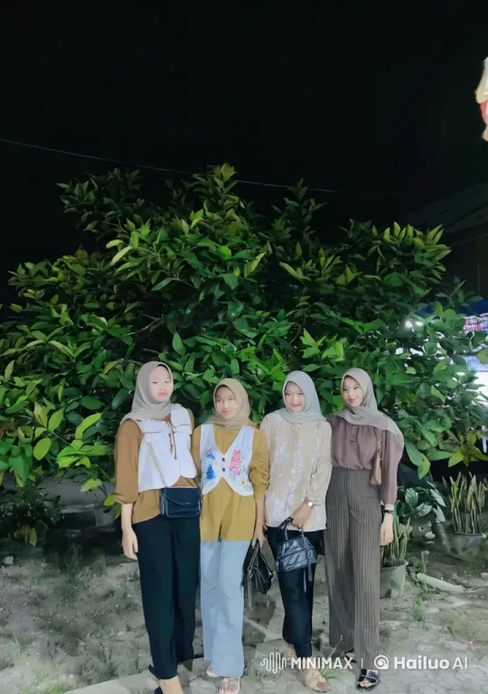 Nighttime Kung Fu Display by Four Women – AI Generated Video | Hailuo AI