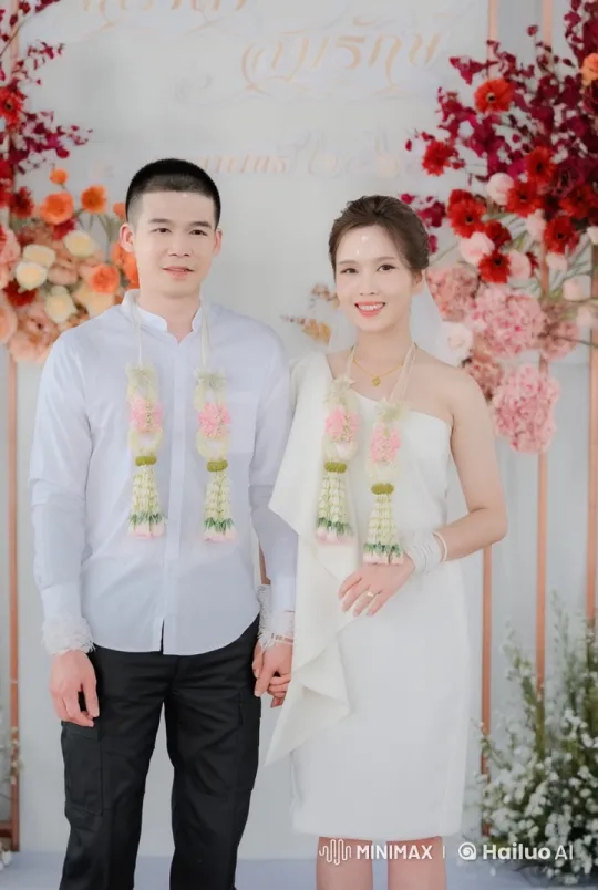 Couple's Graceful Martial Arts Performance Amidst Floral Decor – AI Generated Video | Hailuo AI