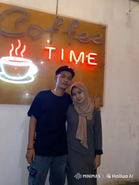 Couple Standing Under 'Coffee Time' Neon Sign – AI Generated Video | Hailuo AI