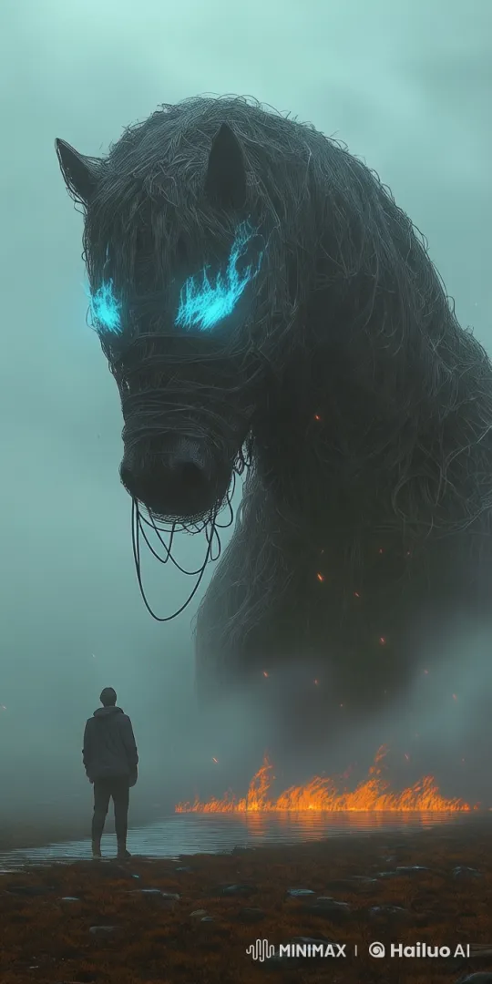 Mysterious Encounter with a Shadowy Horse in Mist – AI Generated Video | Hailuo AI