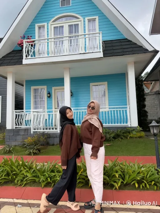 Women Practicing Kungfu in Front of Blue House – AI Generated Video | Hailuo AI