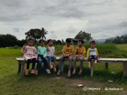 Children Enjoying Nature on a Bench – AI Generated Video | Hailuo AI