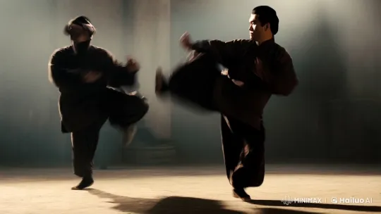 Dynamic Kungfu Fight in Dramatic Lighting – AI Generated Video | Hailuo AI