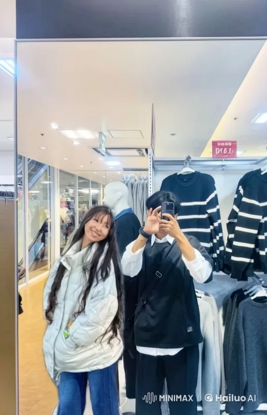 Joyful Couple Shares Affectionate Moment in Clothing Store – AI Generated Video | Hailuo AI