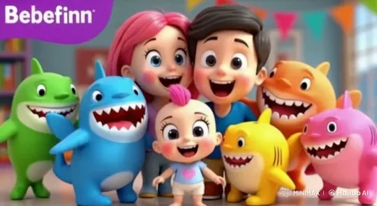 Animated Sharks Cheer Child Learning to Walk – AI Generated Video | Hailuo AI