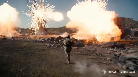 Soldier's High-Speed Run Through Chaotic Battlefield – AI Generated Video | Hailuo AI