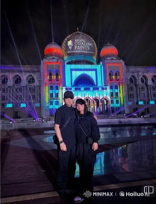Couple Performing Kungfu in Front of Illuminated Building – AI Generated Video | Hailuo AI