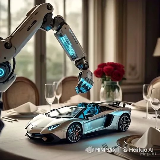 Luxury Tabletop: Robotic Arm Assembles Mini Lamborghini – AI Generated Video | Hailuo AI