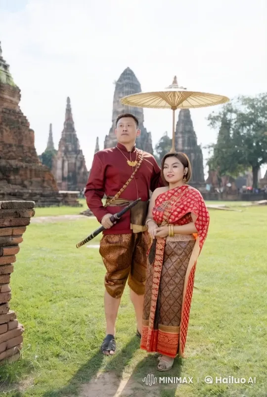 Thai Couple Demonstrates Kungfu at Ancient Temple Ruins – AI Generated Video | Hailuo AI