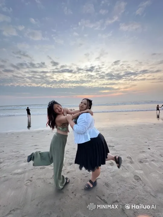 Two Women Spar in Playful Kungfu Fight on Sunset Beach – AI Generated Video | Hailuo AI