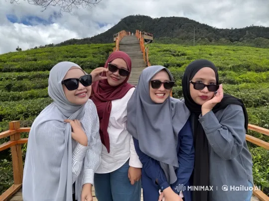 Colorful Hijabs in Tea Fields: Playful Fight – AI Generated Video | Hailuo AI