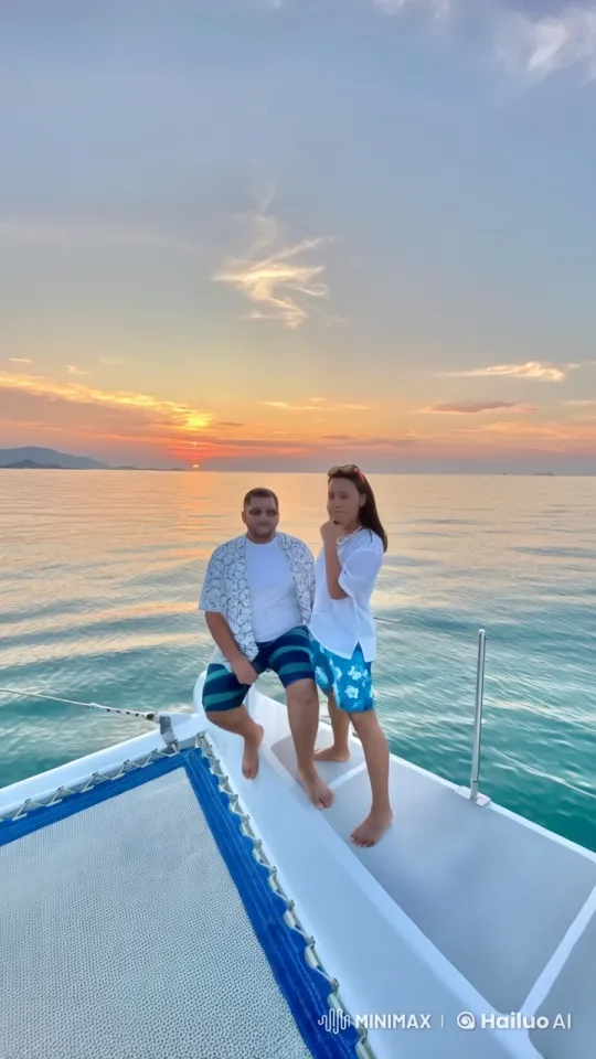 Kungfu Fight on Sunset-Adorned Boat Deck – AI Generated Video | Hailuo AI