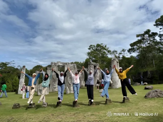 Friends Perform Kungfu on Stonehenge-like Pedestals – AI Generated Video | Hailuo AI