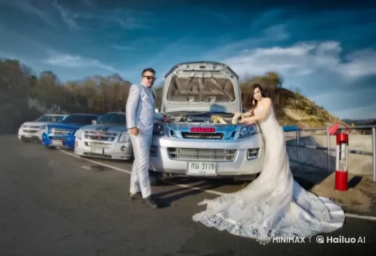Couple Combines Wedding and Martial Arts in Scenic Fight – AI Generated Video | Hailuo AI