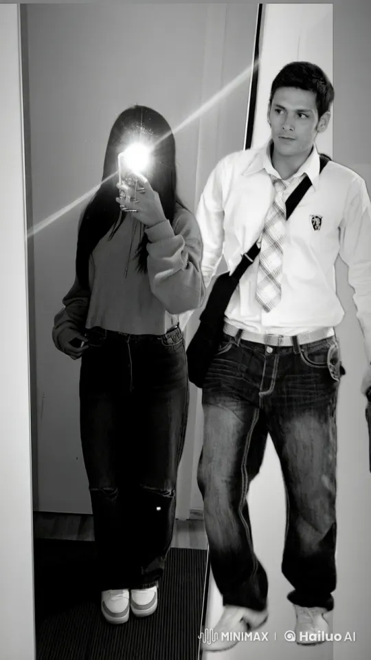 Young Couple Reflects Affection in Mirror Scene – AI Generated Video | Hailuo AI