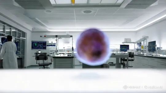 Close-up Journey Through a Glowing Biological Cell – AI Generated Video | Hailuo AI