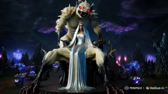 Goddess and Demon Throne in Nightmarish VR Realm – AI Generated Video | Hailuo AI