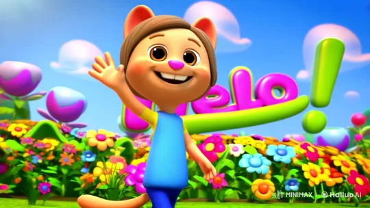 Cheerful Character Waves in a Colorful, Whimsical Setting – AI Generated Video | Hailuo AI