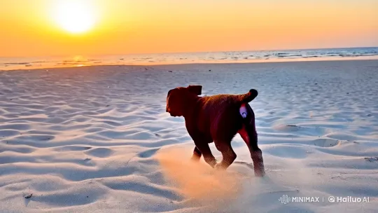 Labrador Puppy's Joyful Morning Run on the Beach – AI Generated Video | Hailuo AI