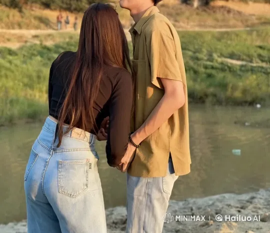 Couple Engages in Playful Kung Fu by Serene Riverbank – AI Generated Video | Hailuo AI