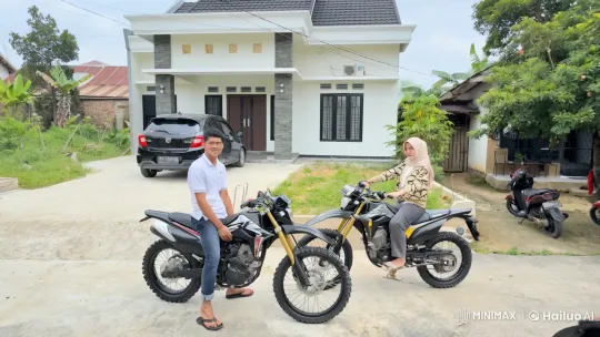 Young Couple Performs Martial Arts on Dirt Bikes – AI Generated Video | Hailuo AI