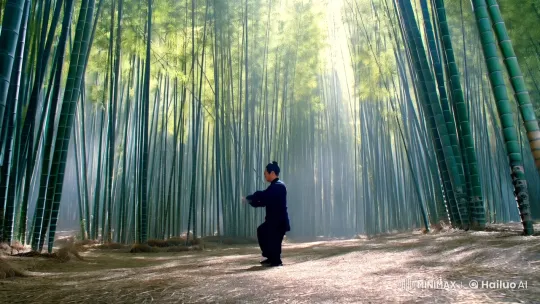 Kungfu Master in Serene Bamboo Forest Performance – AI Generated Video | Hailuo AI