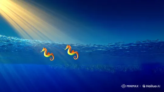 Seahorse Ballet in Sunlit Underwater Wonderland – AI Generated Video | Hailuo AI