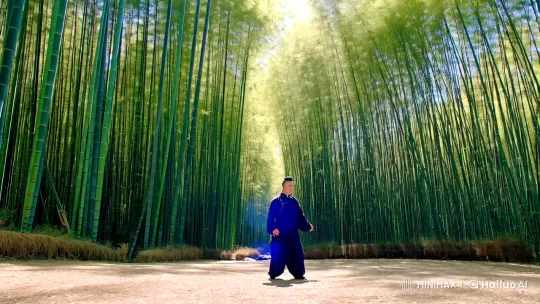 Kung Fu Master's Serene Bamboo Forest Display – AI Generated Video | Hailuo AI