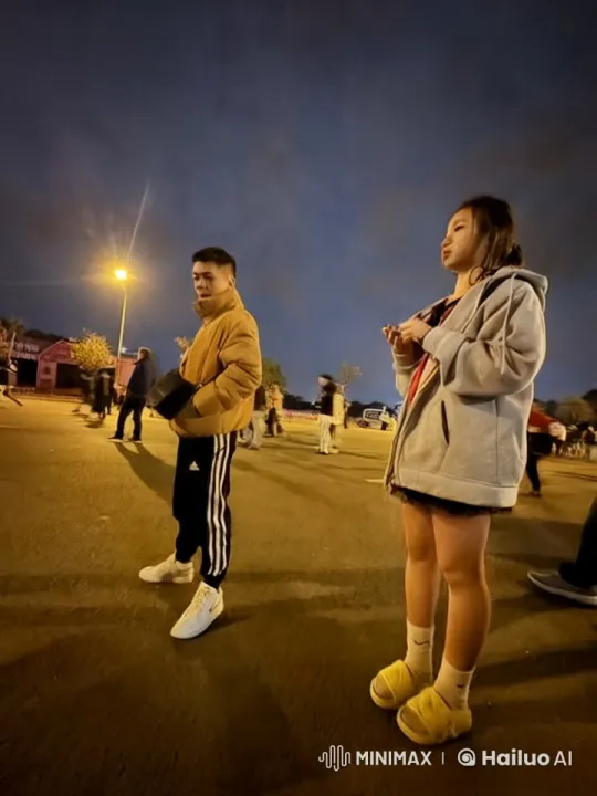Evening Kung Fu Display in Bustling Street Scene – AI Generated Video | Hailuo AI