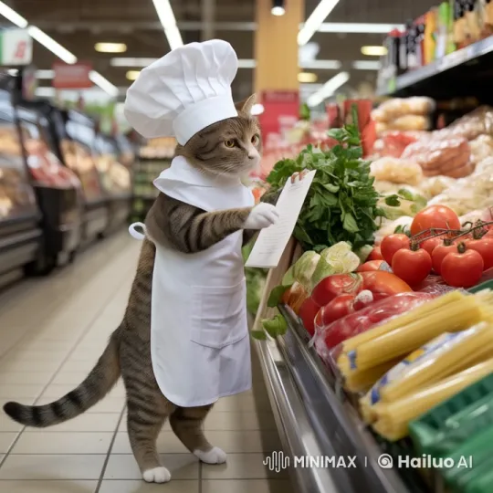 The Culinary Cat's Market to Kitchen Adventure – AI Generated Video | Hailuo AI