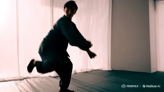 Martial Artist's Graceful Combat in Minimalist Dojo – AI Generated Video | Hailuo AI