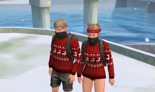 Festive Red Sweaters Engage in Intense Kung Fu Battle – AI Generated Video | Hailuo AI
