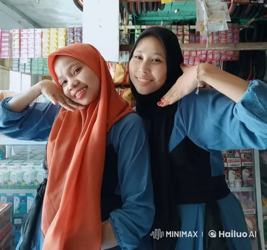 Two Women in Hijabs Practice Kung Fu Poses in Bright Store – AI Generated Video | Hailuo AI