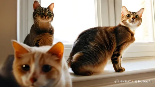 Captivating Montage of Cats in Sunlit Room – AI Generated Video | Hailuo AI