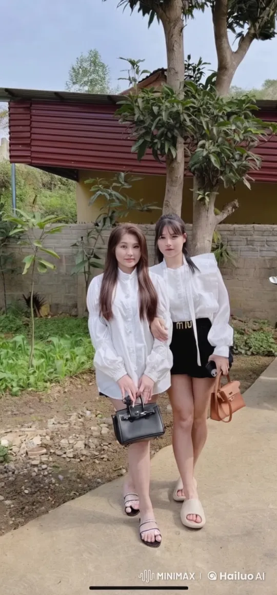 Two Women in Garden Embrace Friendship – AI Generated Video | Hailuo AI