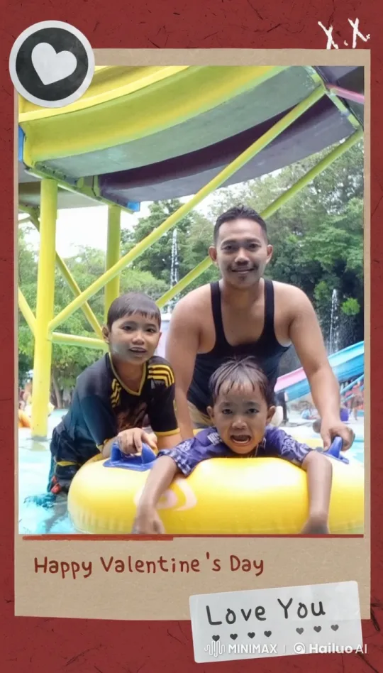 Family Fun at Water Park on Valentine's Day – AI Generated Video | Hailuo AI